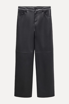 Mid-Rise Leather Effect Trousers from Mango
