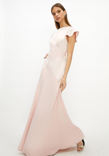 Satin Mix Seamed Maxi Dress