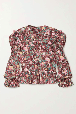 Jessie Ruffled Printed Cotton Blouse from Horror Vacui