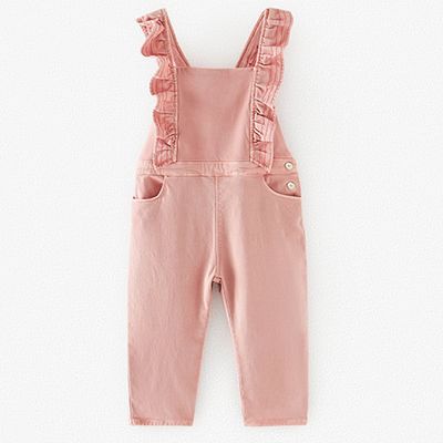 Twill Dungarees With Ruffles