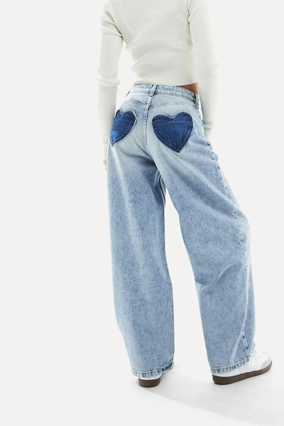 Petite Baggy Heart Pocket Jeans from Miss Selfridge 