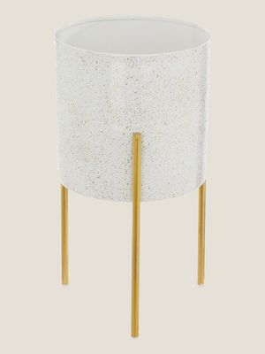 White & Gold Tone Spotted Planter, £12.99
