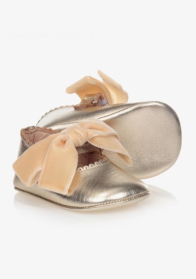 Gold Leather Bow Shoes from Children's Classics