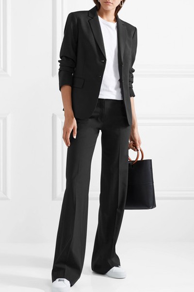 Demitria Stretch Wool Flared Trousers from Theory