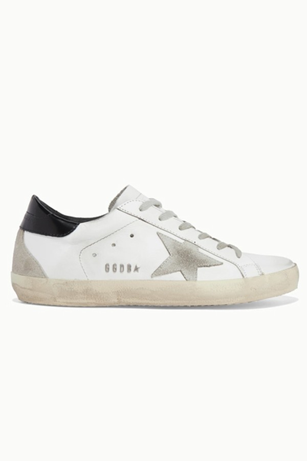 Superstar Distressed Leather And Suede Sneakers from Golden Goose