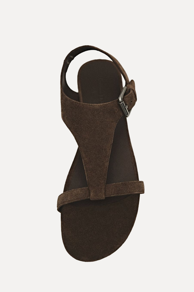 Flat Split Leather Sandals With Buckle from Massimo Dutti