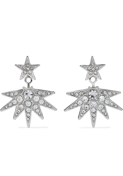 Rhodium-Plated Crystal Earrings