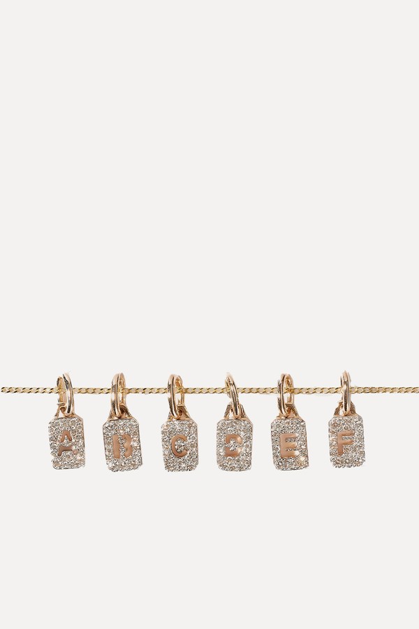 Tiny Diamond Initial Tag Pendant