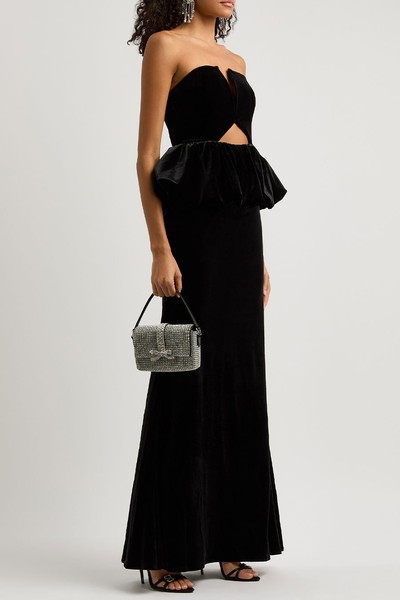 Strapless Peplum Velvet Gown from Self-Portrait