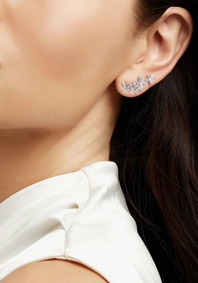 Pavé Butterfly Diamond Petite Ear Climbers