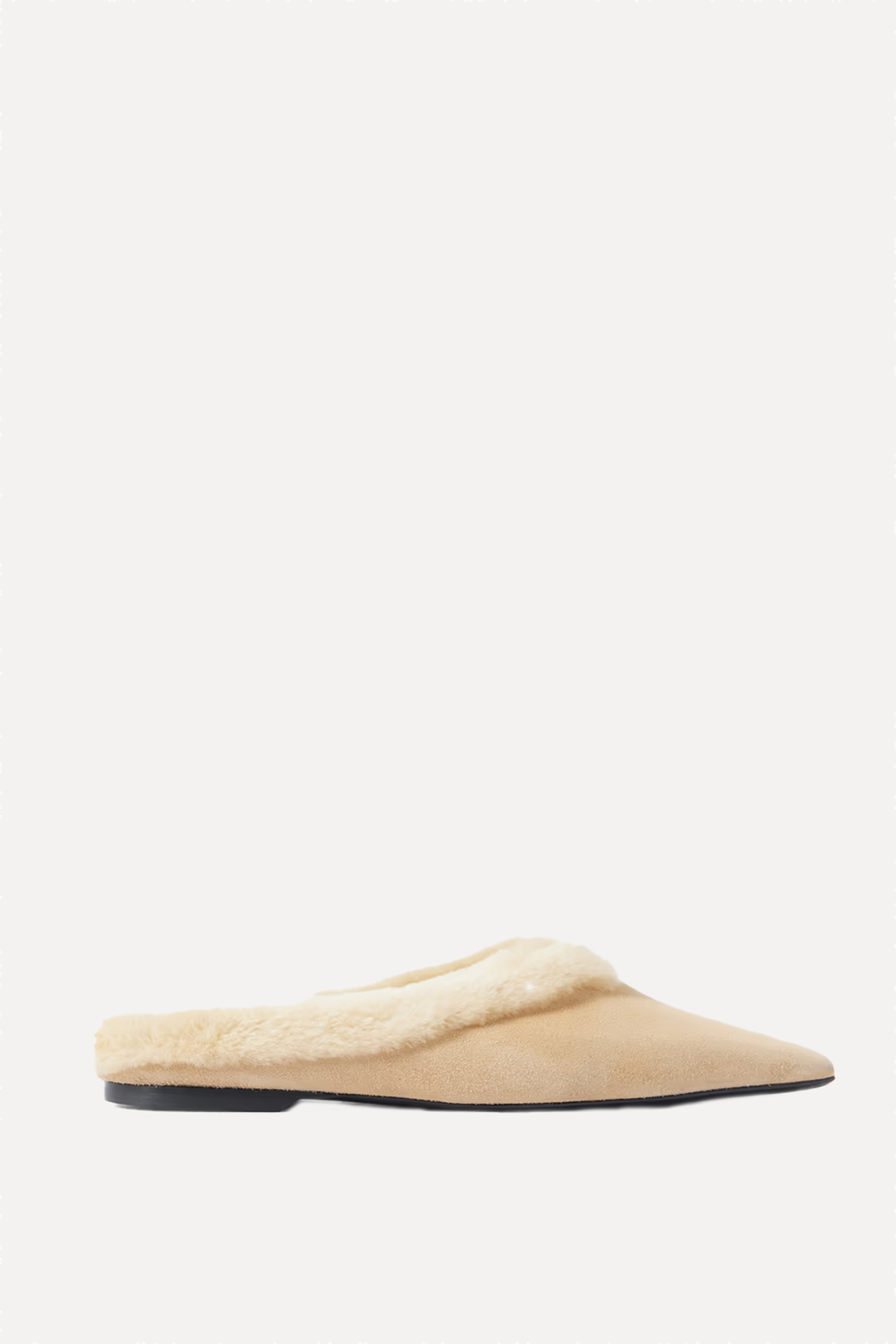 Shearling-Trimmed Suede Slippers from TOTEME