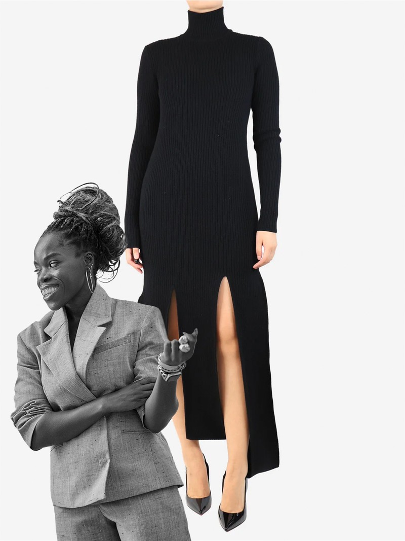 Ribbed High-Neck Midi Dress  from  Bottega Veneta