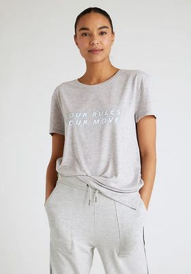Slogan Scoop Neck Relaxed T-Shirt