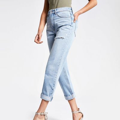 Light Blue Ripped Denim RI Mom Jeans