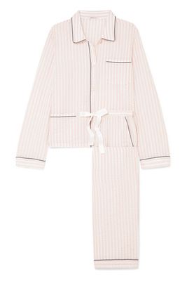 Ruthie and Chantal Striped Cotton-Blend Seersucker Pajama Se from Morgan Lane