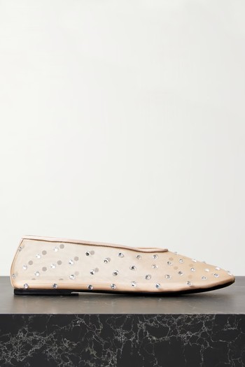 Marcy Crystal-Embellished Mesh Ballet Flats from Khaite