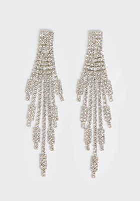 Diamanté Drop Tassel Earrings from New Look 