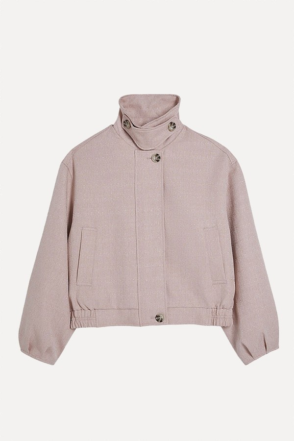 Funnel Neck Bubble Hem Bomber Jacket from River Island