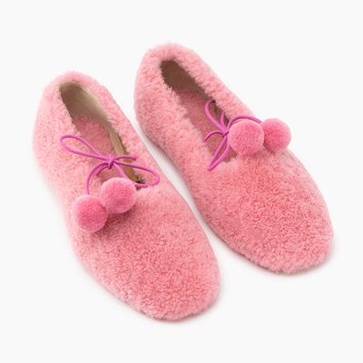 Lulu Shearling Slippers in Pink