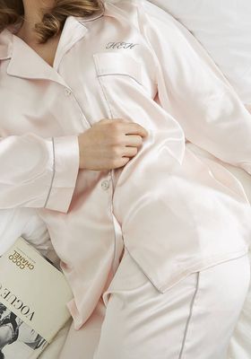 Personalised Pink Silky Satin Pyjamas Long Set, £43 | Mini Lunn