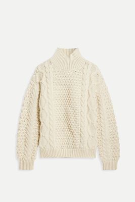 Hawthorn Cable-Knit Wool Turtleneck Sweater from  Nili Lotan 