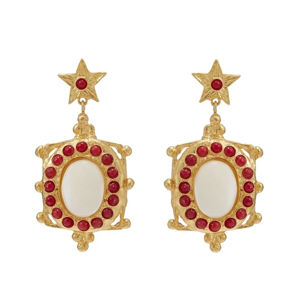 Mother of Pearl & Coral Earrings from Soru Jewellery
