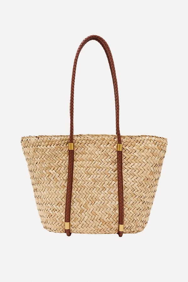 Rubina Raffia-Effect Braided-Strap Tote Bag from Reiss