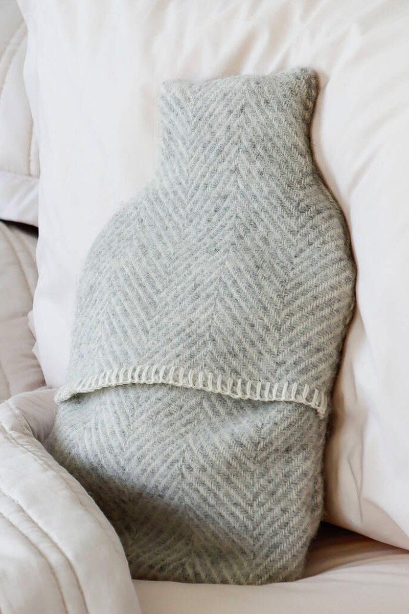 Grey & Cream Herringbone Hot Water Bottle