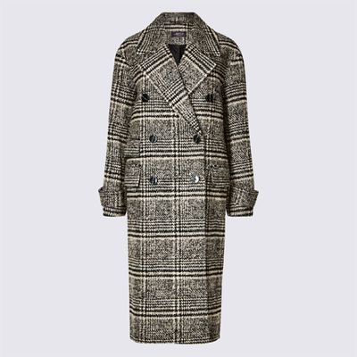 Wool Blend Checked Coat