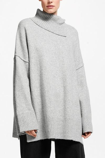 Roll Neck Boyfriend Jumper, Grey