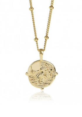 Love Gold Aphrodite Coin Necklace With Bead Chain from Muru Jewellery