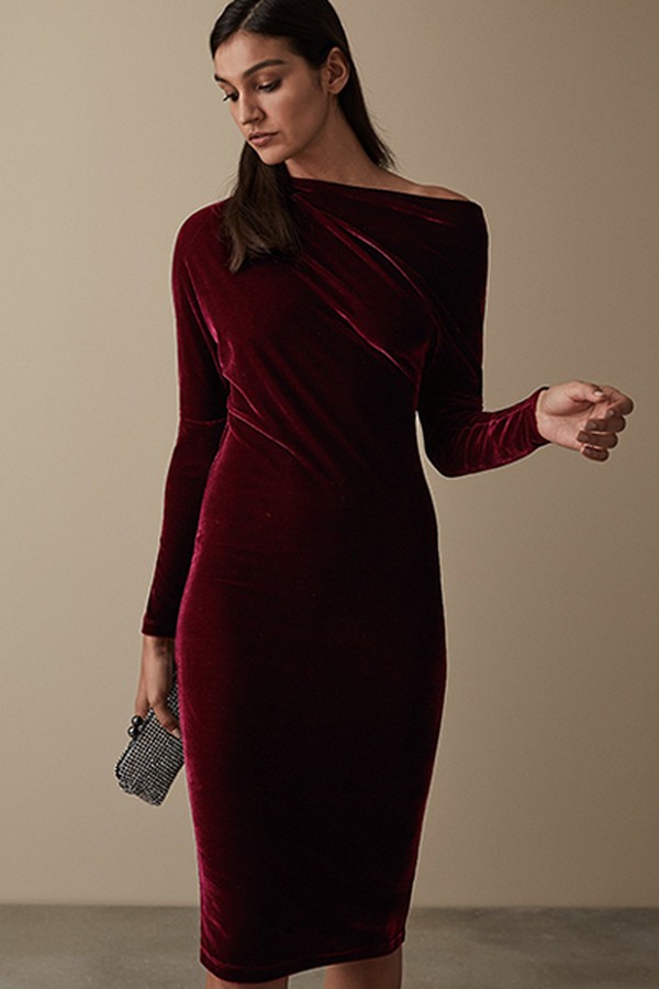 Elsa Velvet Drape Detail Dress