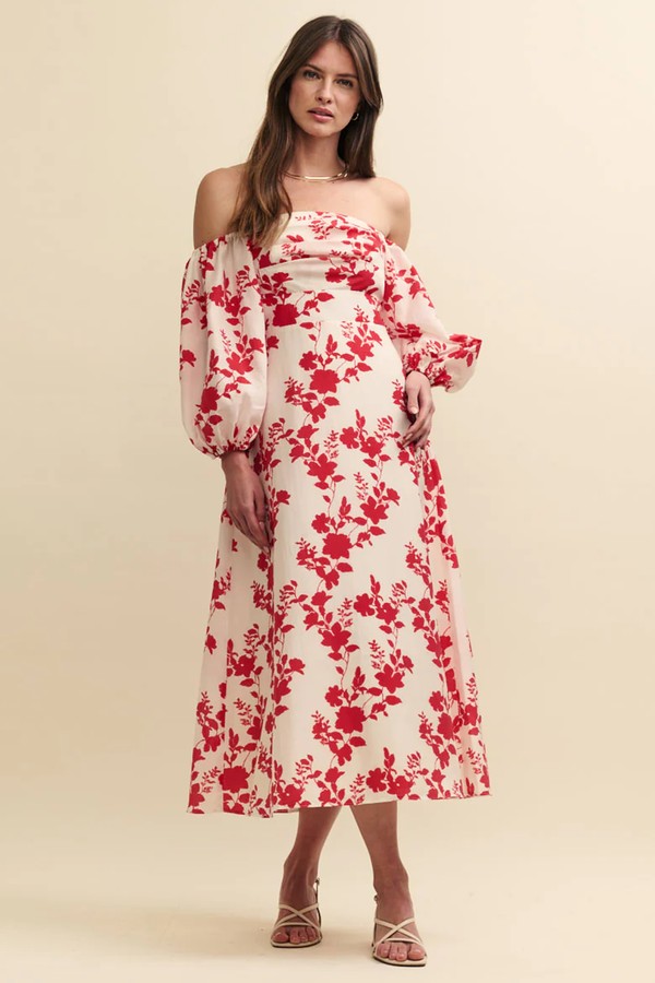 Floral Bardot Maxine Midi Dress from Nobody's Child