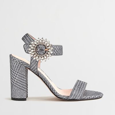 Glitter Heels with Crystal Buckle from J. Crew