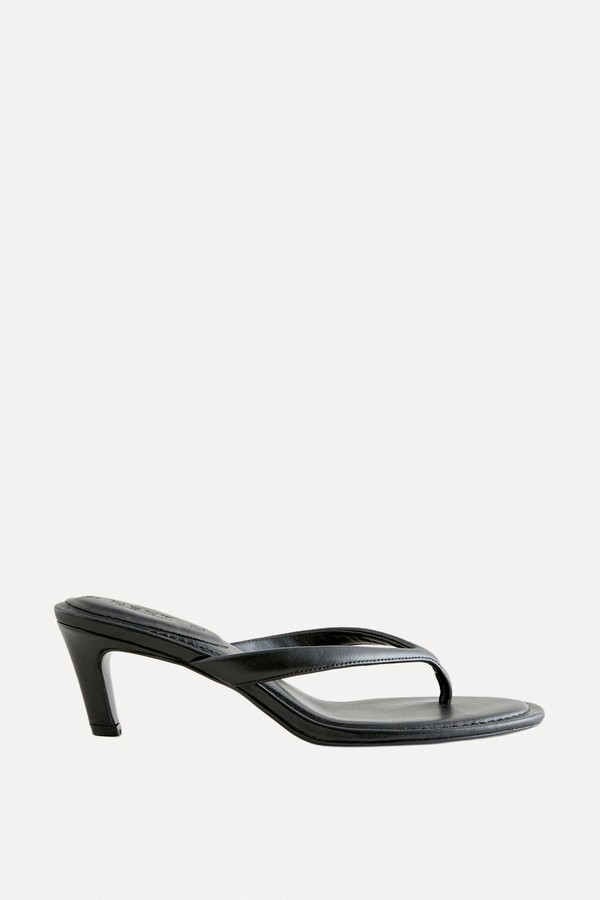 Forever Comfort® Round Toe Leather Toe Post Heels from Next