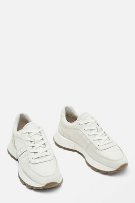 Leather Trainers With Trimmed Heel from Massimo Dutti