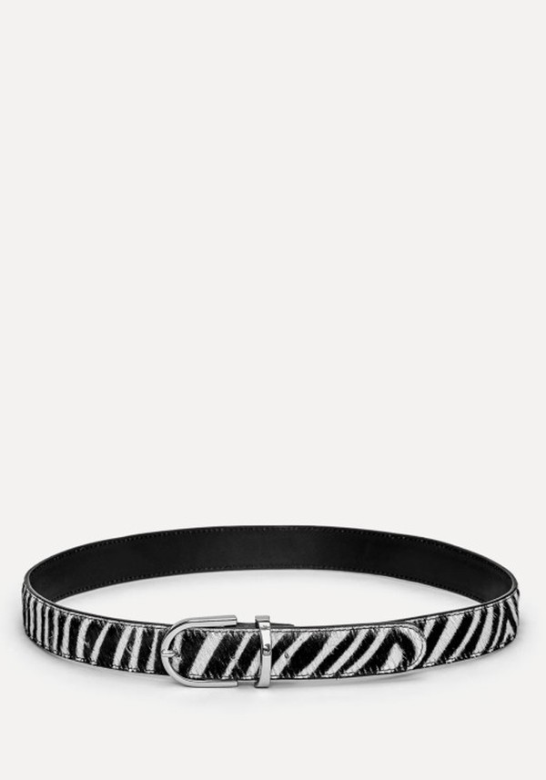 Zebra-Print Leather Belt 