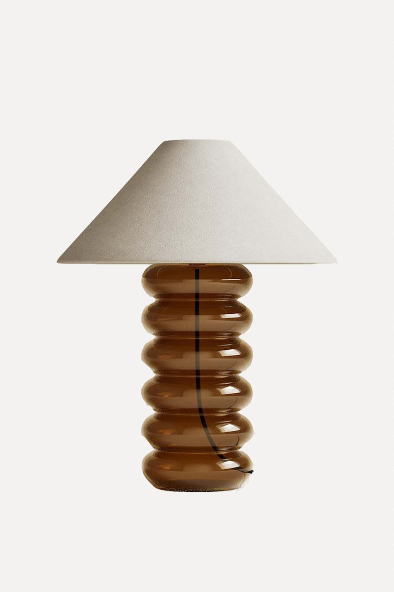 Glass Ribbed Table Lamp