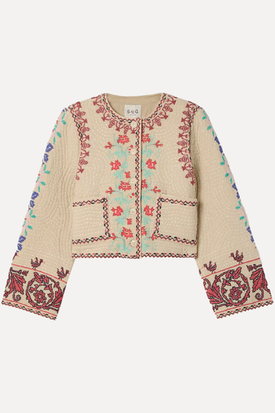 Ramona Cropped Embroidered Quilted Voile Jacket  from Sea