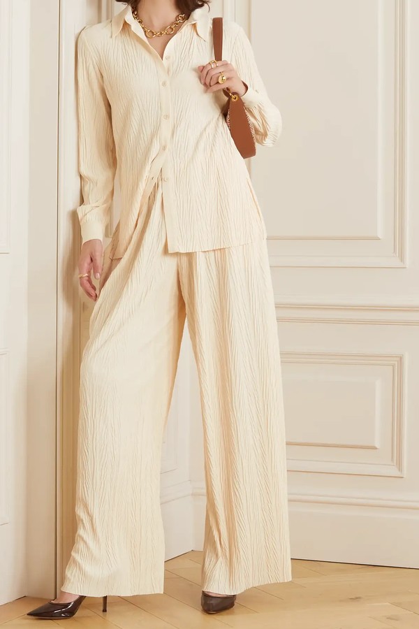 Leisure Alfonsa Plissé-Crepe Wide-Leg Pants from Max Mara