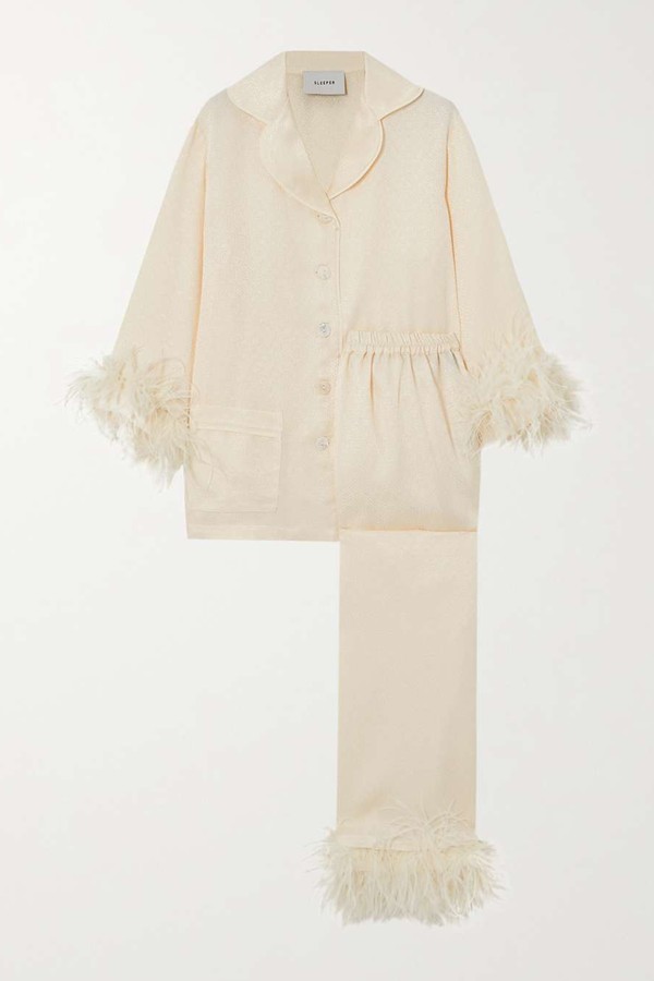 Feather-Trimmed Jacquard Pyjama Set from Sleeper