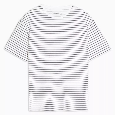 White & Navy Ottoman Striped T-Shirt from Topman