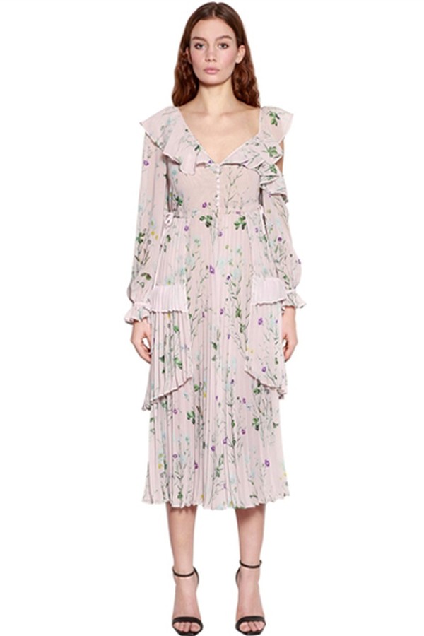 Floral Chiffon Midi Dress from Self-Portrait
