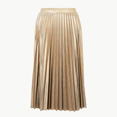 Metallic Jersey Pleated Skirt