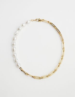 Pearl Chain Split Necklace