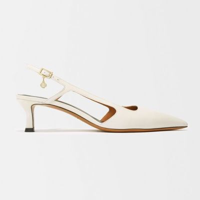 Fayna Pointed-Toe Leather Slingback Courts from Maje