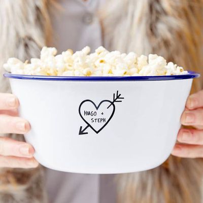 Carved Heart Enamel Personalised Popcorn Bowl from SophiaVictoriaJoy