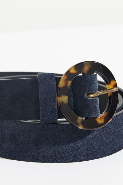 Resin Round Buckle Suede Belt