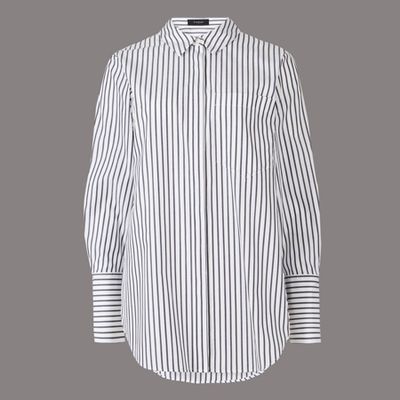 Pure Cotton Longline Long Sleeve Shirt