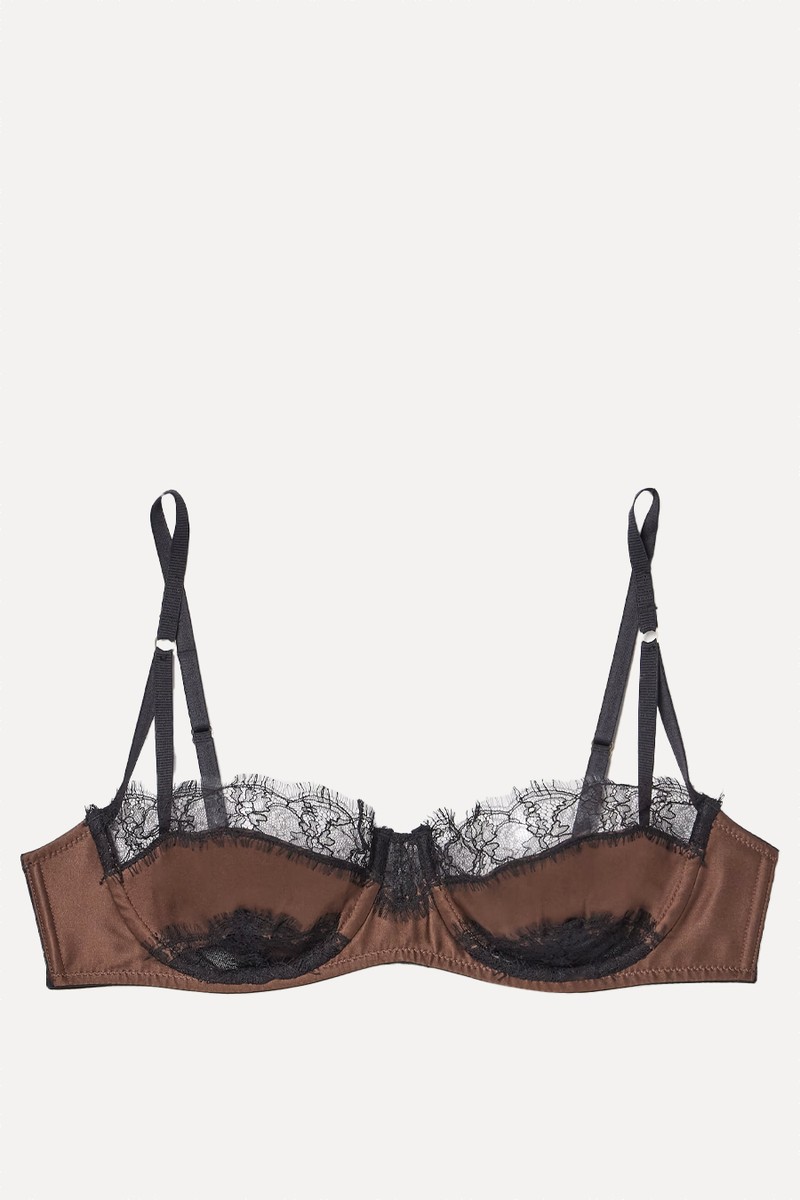 Lace-Trimmed Stretch-Silk Balconette Bra from KIKI DE MONTPARNASSE